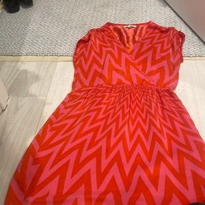 Pink/Orange Striped Amanda Uprichard Cocktail Dress